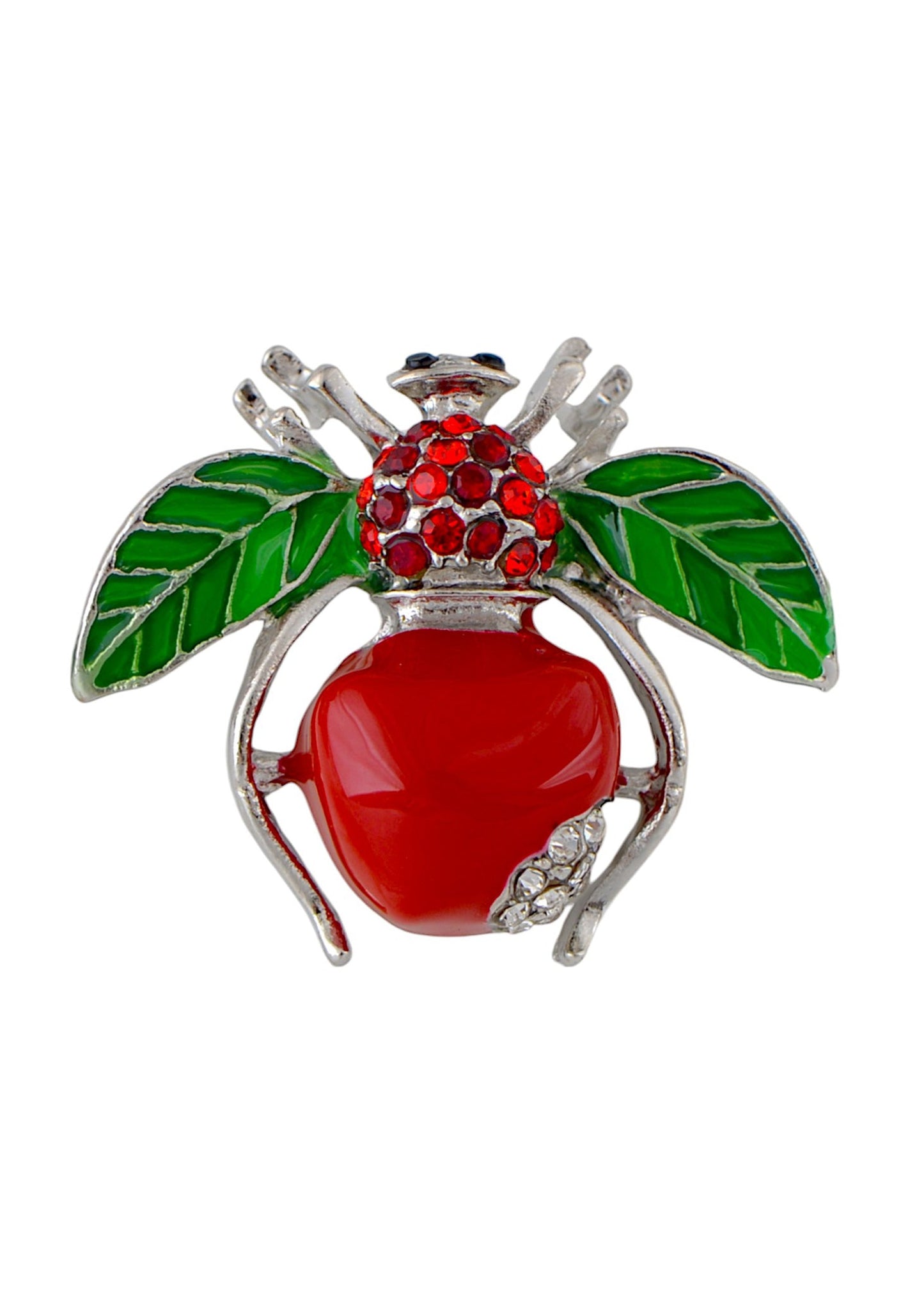 Elegant Crystal Rhinestone Fruit and Bee Brooch - Fashionable Gold Plated Fruit Insect Lapel Pins for Dresses and Accessories