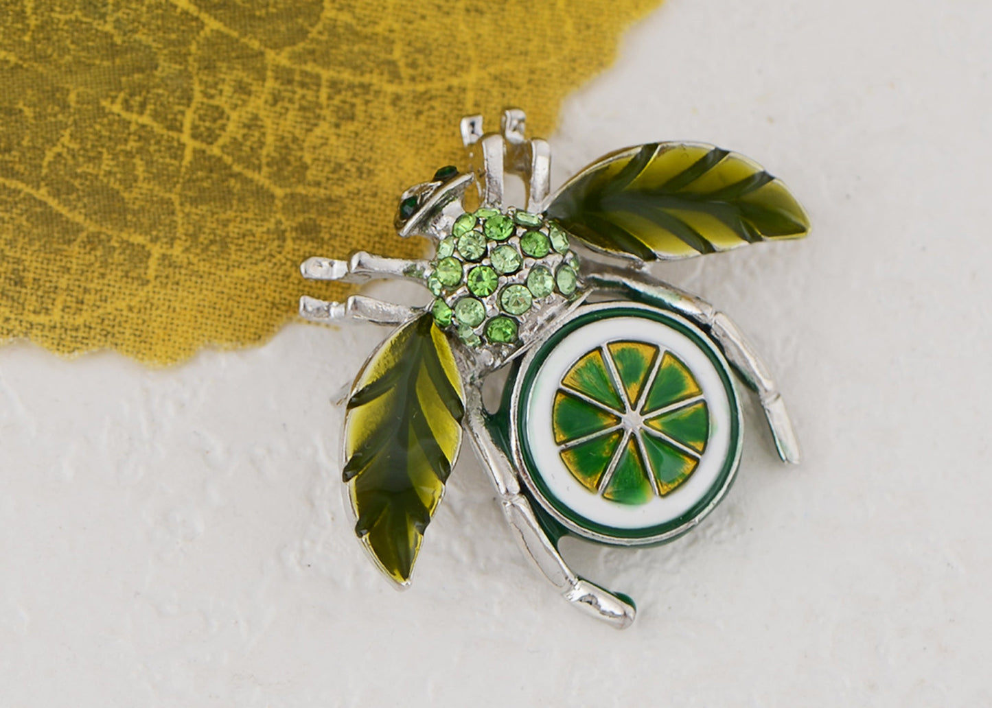 Elegant Crystal Rhinestone Fruit and Bee Brooch - Fashionable Gold Plated Fruit Insect Lapel Pins for Dresses and Accessories