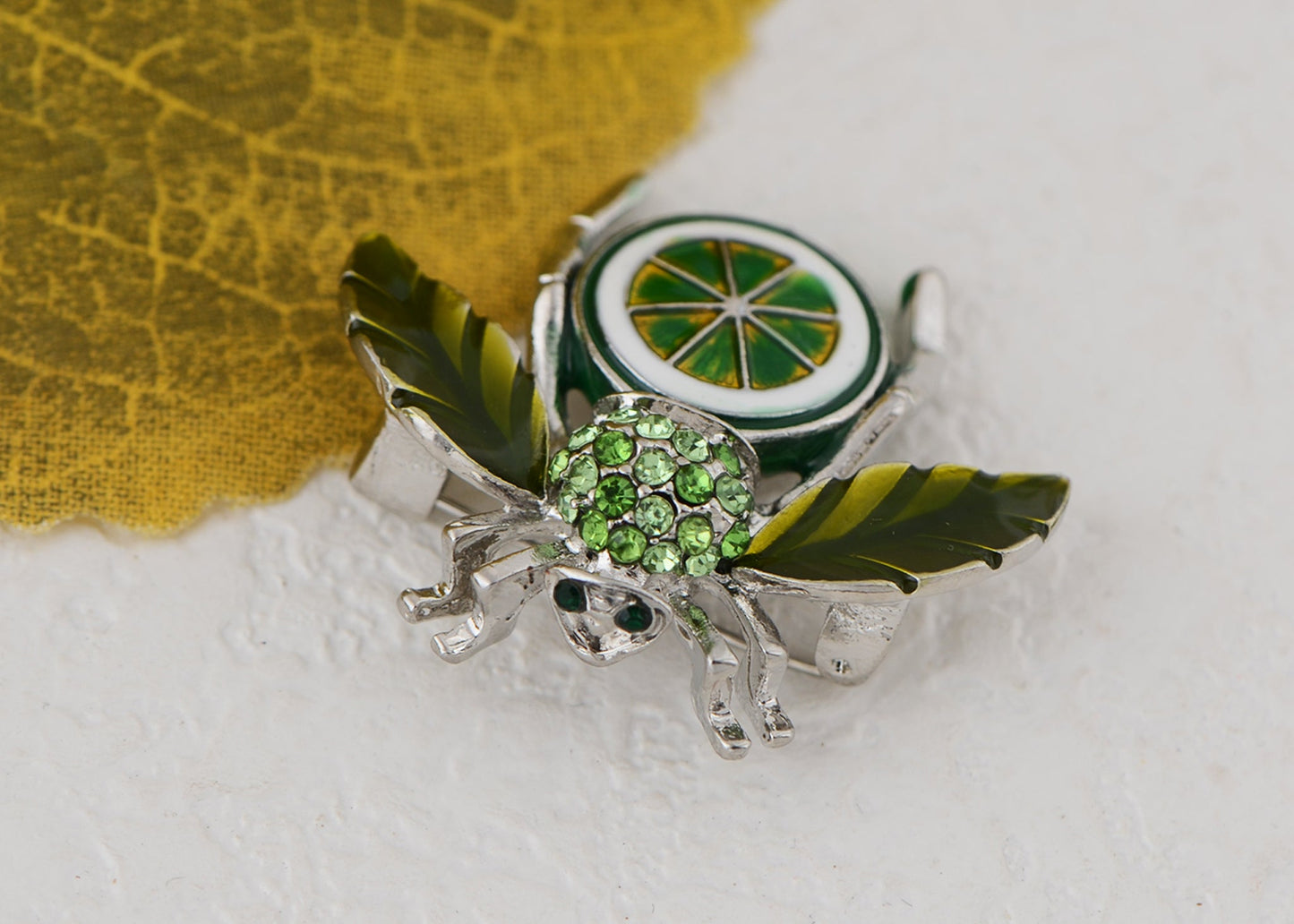 Elegant Crystal Rhinestone Fruit and Bee Brooch - Fashionable Gold Plated Fruit Insect Lapel Pins for Dresses and Accessories