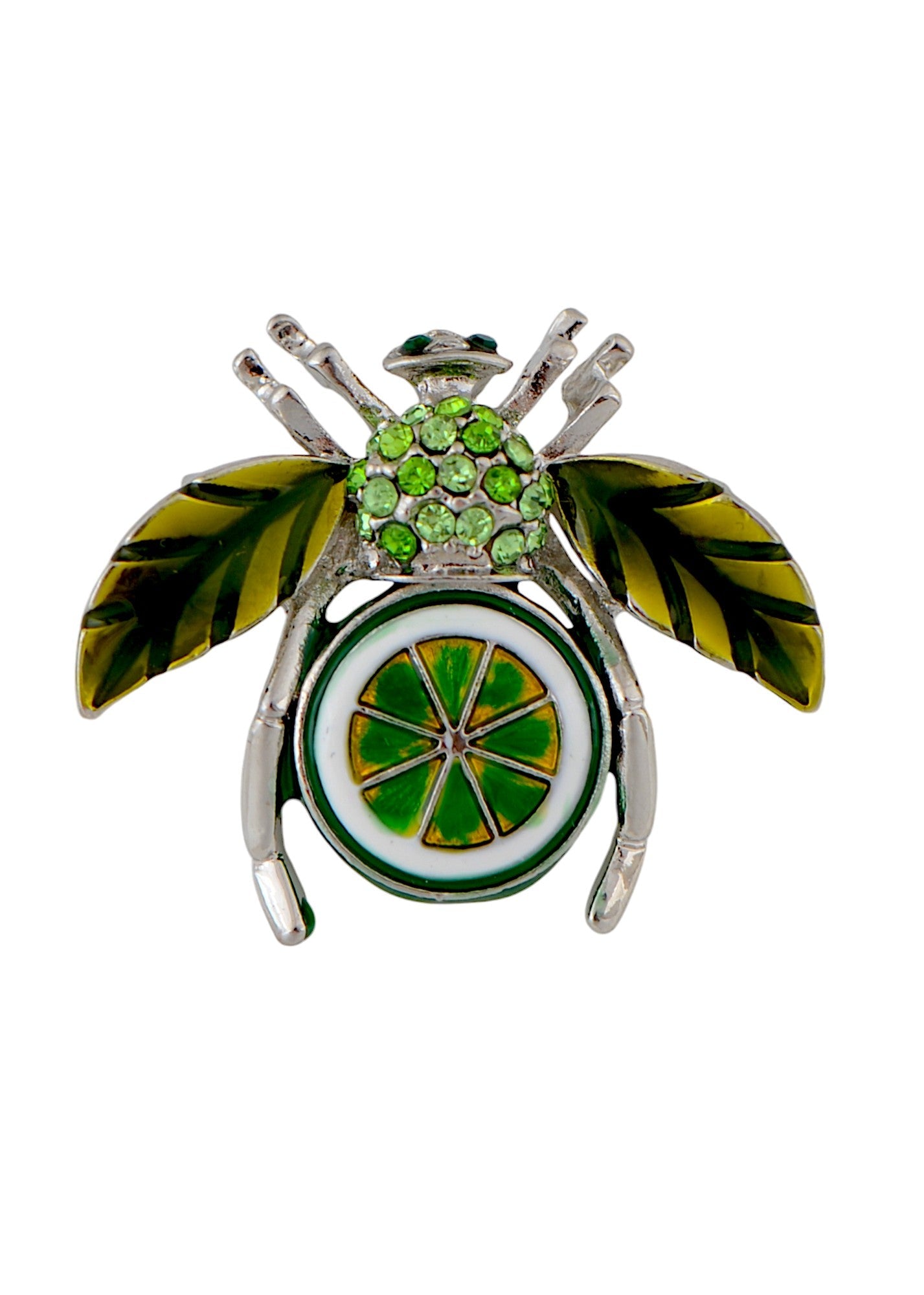 Elegant Crystal Rhinestone Fruit and Bee Brooch - Fashionable Gold Plated Fruit Insect Lapel Pins for Dresses and Accessories