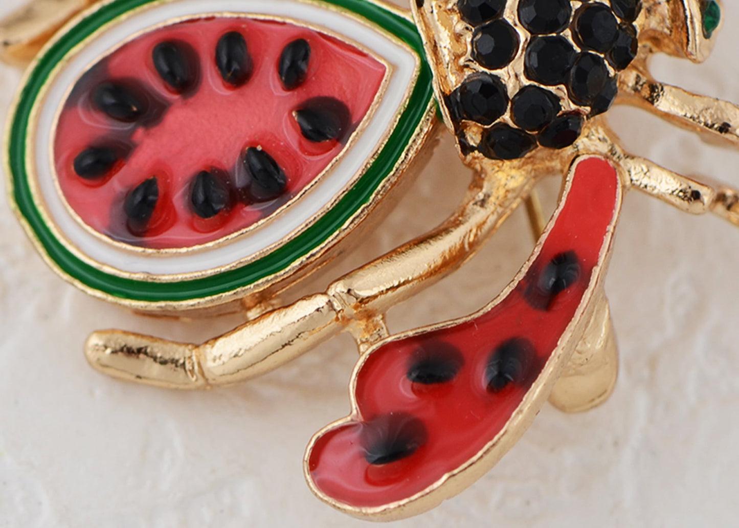 Elegant Crystal Rhinestone Fruit and Bee Brooch - Fashionable Gold Plated Fruit Insect Lapel Pins for Dresses and Accessories