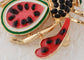 Elegant Crystal Rhinestone Fruit and Bee Brooch - Fashionable Gold Plated Fruit Insect Lapel Pins for Dresses and Accessories