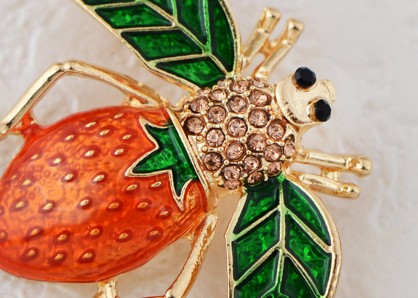 Elegant Crystal Rhinestone Fruit and Bee Brooch - Fashionable Gold Plated Fruit Insect Lapel Pins for Dresses and Accessories