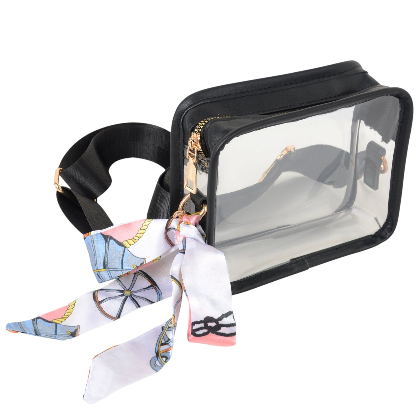 Women's Chic Transparent Crossbody & Messenger Bags with Decorative Scarf