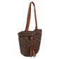 Women's Rustic Straw Shoulder Bag with Leather Accents