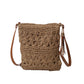 Women's Bohemian Crochet Shoulder Bag with Leather Straps