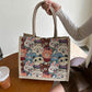 Floral Sackcloth Tote Bag-Lightweight Handbag