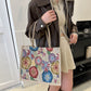 Floral Sackcloth Tote Bag-Lightweight Handbag