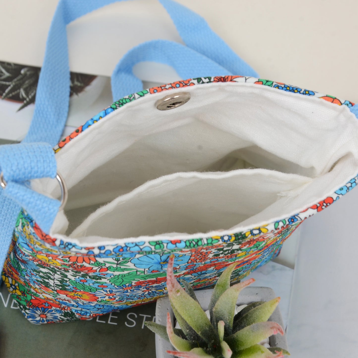 Floral Canvas Crossbody Bag-Colorful Artistic Shoulder Purse