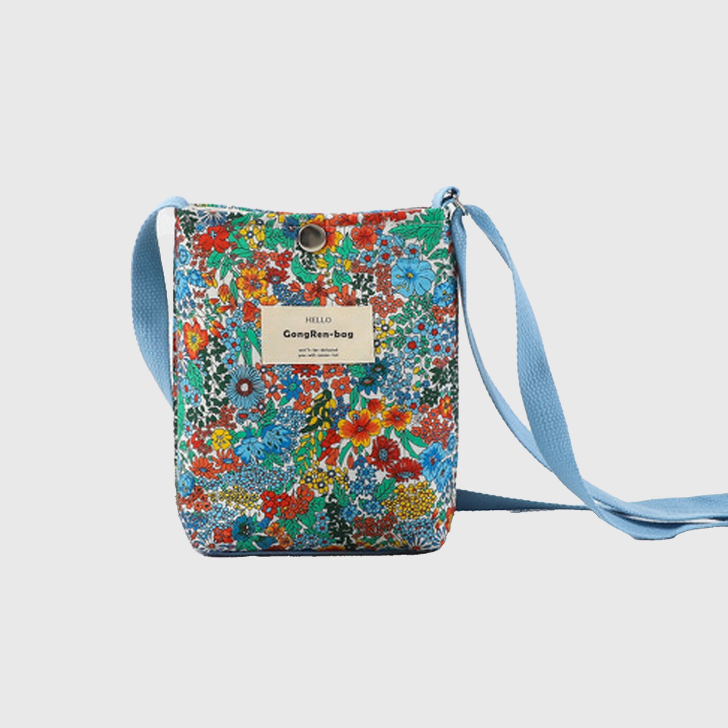 Floral Canvas Crossbody Bag-Colorful Artistic Shoulder Purse