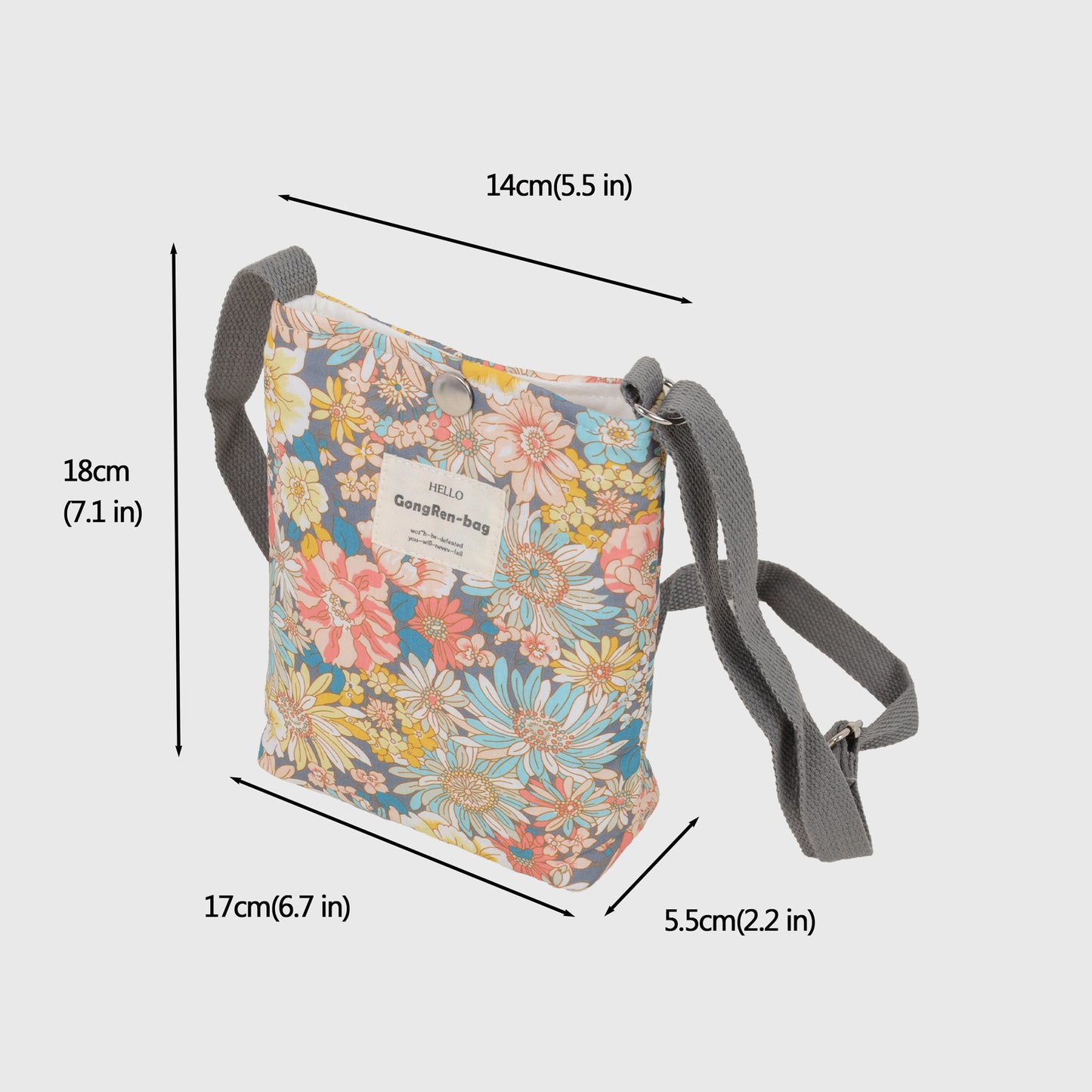 Floral Canvas Crossbody Bag-Colorful Artistic Shoulder Purse