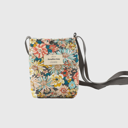Floral Canvas Crossbody Bag-Colorful Artistic Shoulder Purse