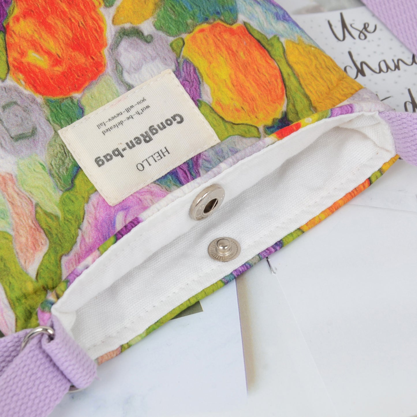 Floral Canvas Crossbody Bag-Colorful Artistic Shoulder Purse