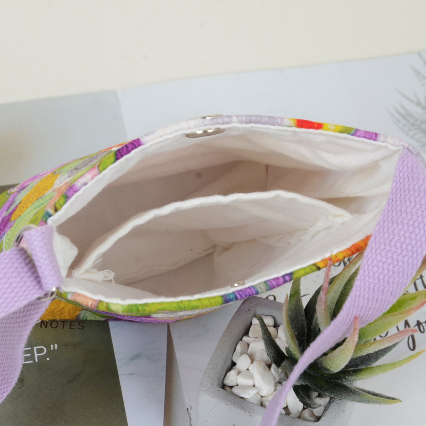 Floral Canvas Crossbody Bag-Colorful Artistic Shoulder Purse