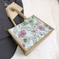 Floral Linen-Polyester Tote Bag-Lightweight Floral Print Shopping Bag