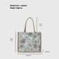 Floral Linen-Polyester Tote Bag-Lightweight Floral Print Shopping Bag