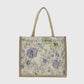 Floral Linen-Polyester Tote Bag-Lightweight Floral Print Shopping Bag