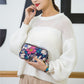 Floral Print Multi-Zip Nylon Wristlet Handbag