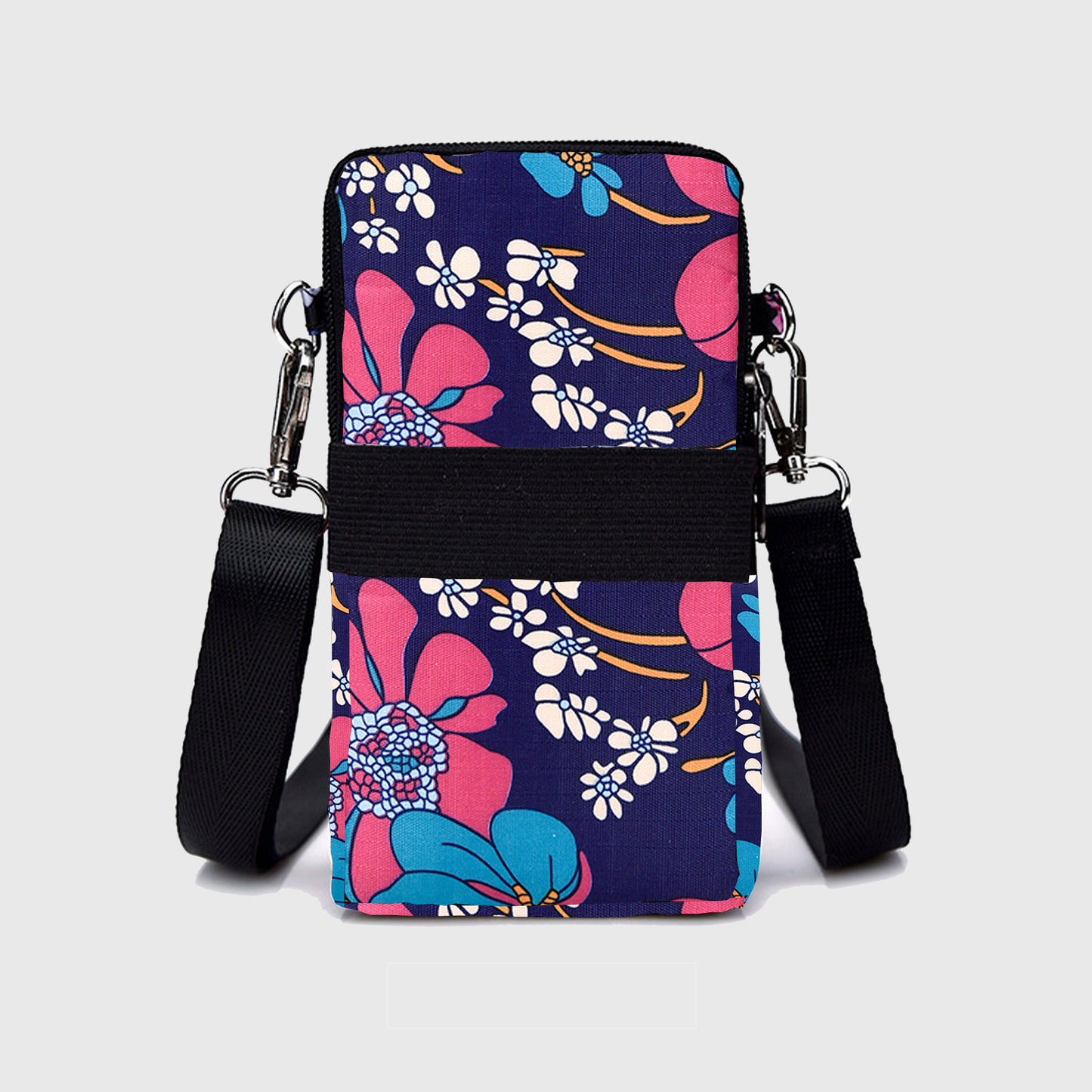 Floral Oxford Cloth Crossbody Bag-Lightweight Compact Shoulder Purse