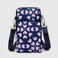 Floral Oxford Cloth Crossbody Bag-Lightweight Compact Shoulder Purse