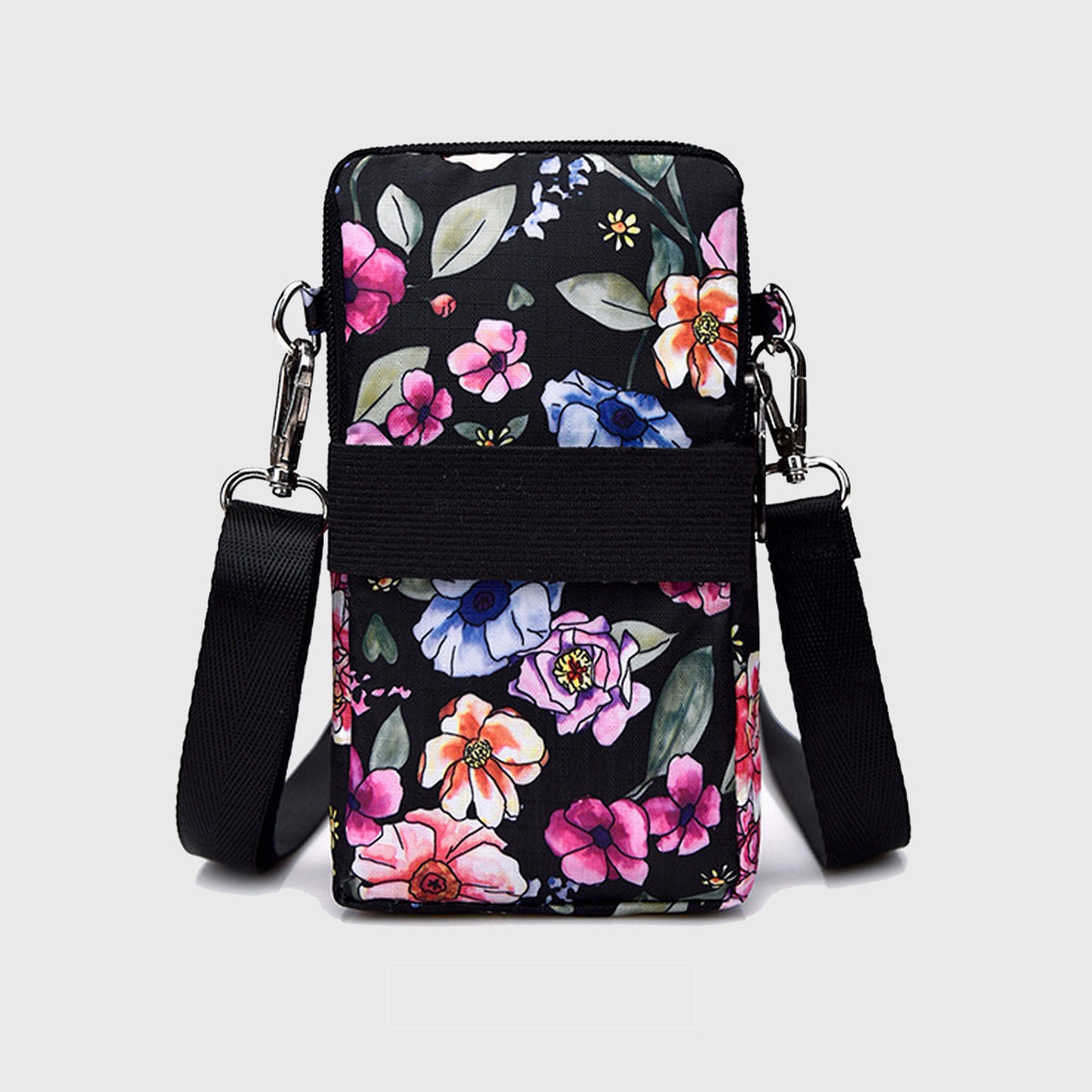 Floral Oxford Cloth Crossbody Bag-Lightweight Compact Shoulder Purse