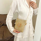 Straw Woven Crossbody Bag with Sunflower Accent