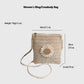 Straw Woven Crossbody Bag with Sunflower Accent