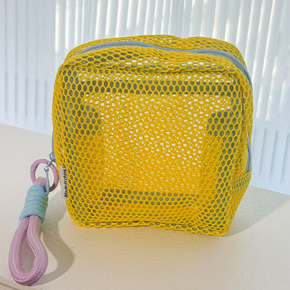 Mesh Cosmetic Bag with Wrist Strap-Small Travel Organizer Pouch