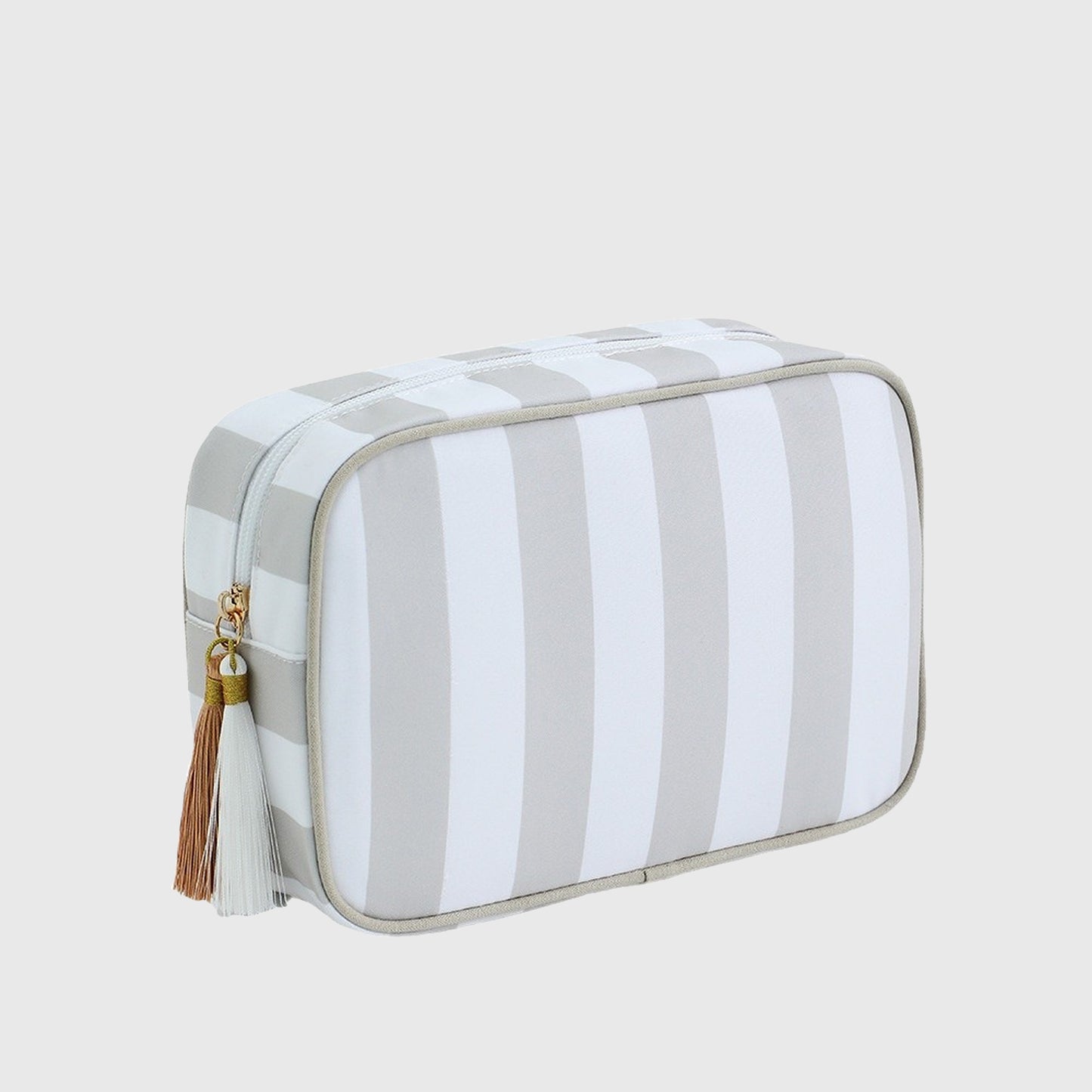 Striped Cosmetic Bag with Tassel-Travel Makeup Organizer Pouch