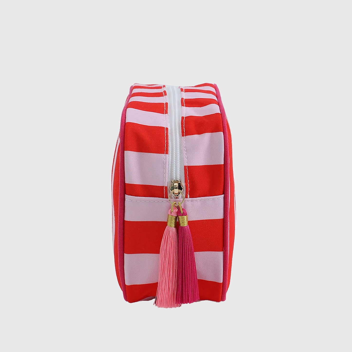 Striped Cosmetic Bag with Tassel-Travel Makeup Organizer Pouch