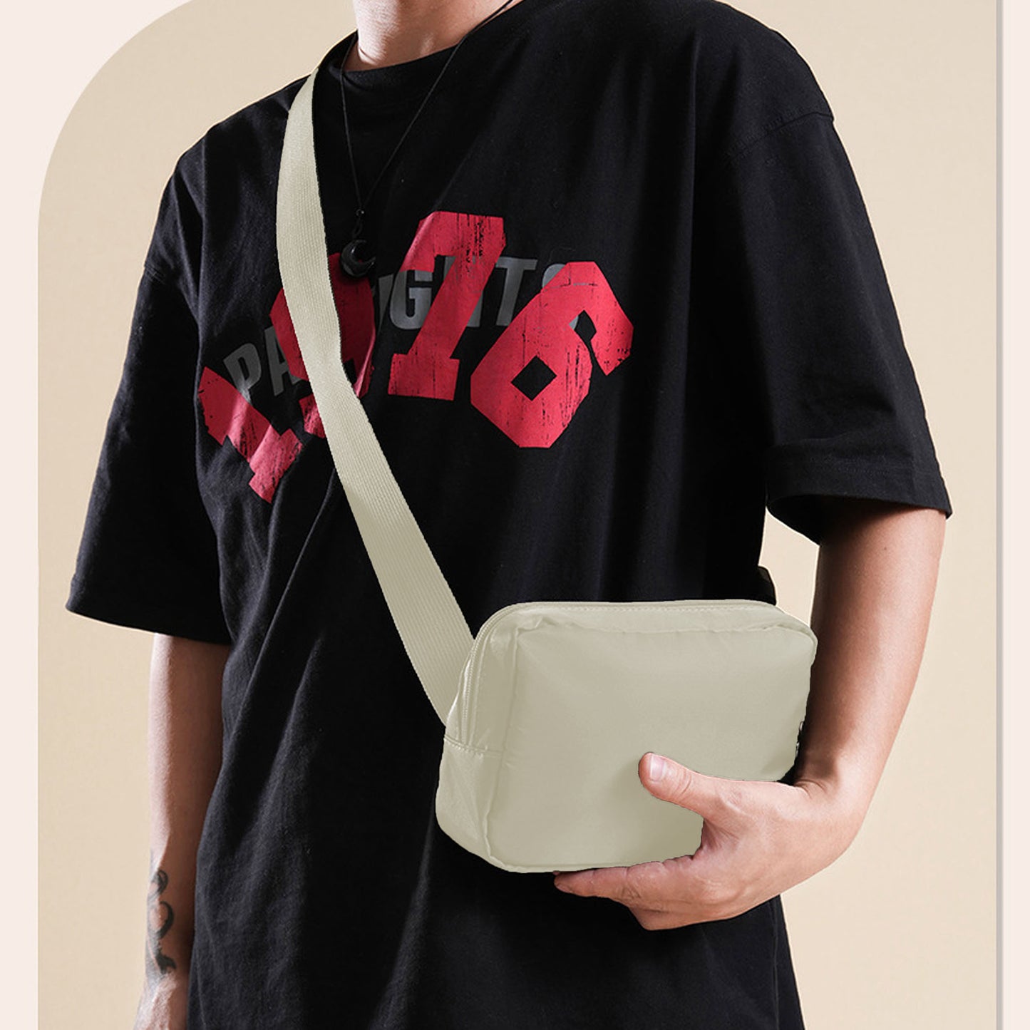 Canvas Chest Bag - Compact Crossbody Shoulder Bag