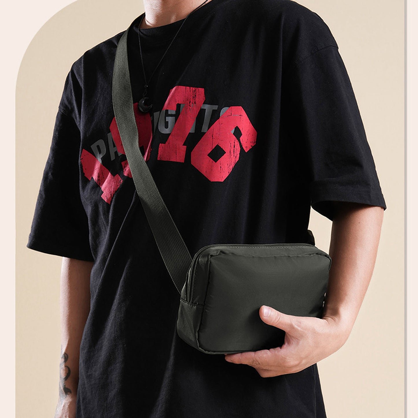 Canvas Chest Bag - Compact Crossbody Shoulder Bag