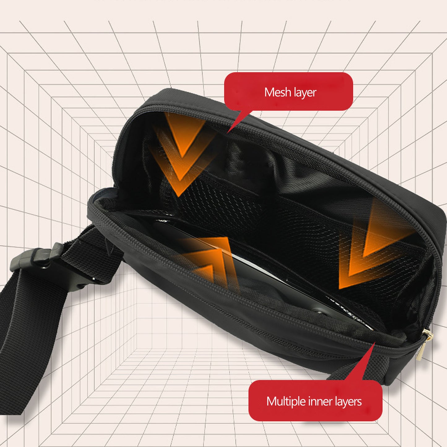 Canvas Chest Bag - Compact Crossbody Shoulder Bag