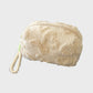 Valentine Heart Texture Plush Zip Pouch with Soft Fuzzy Finish and Wrist Loop