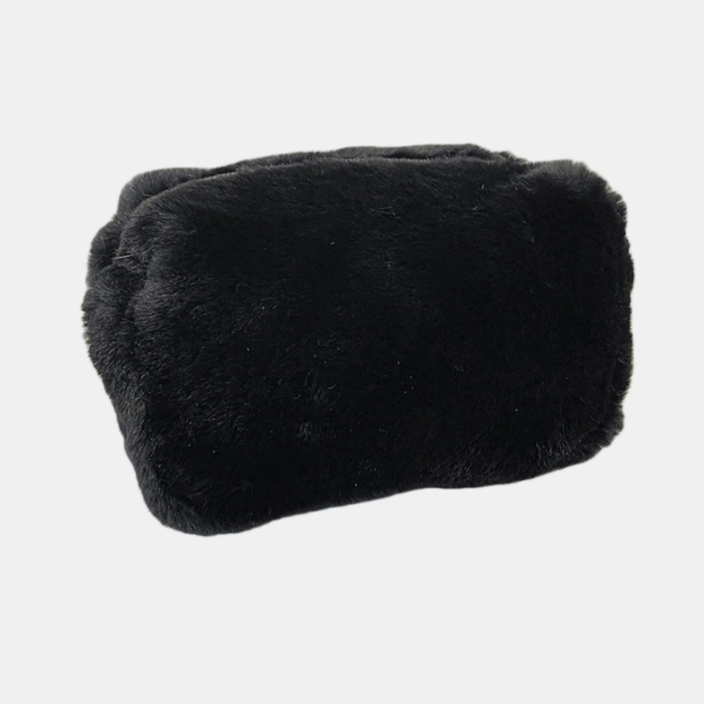 Faux Shearling Soft Fashion Zip Pouch Clutch with Plush Texture and Structured Shape