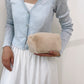Faux Shearling Soft Fashion Zip Pouch Clutch with Plush Texture and Structured Shape