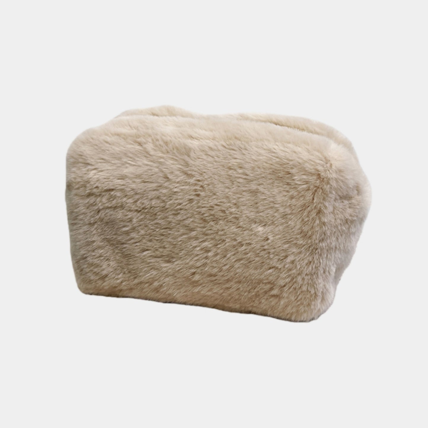 Faux Shearling Soft Fashion Zip Pouch Clutch with Plush Texture and Structured Shape