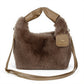 Faux Fur Hobo Shoulder Bag with Soft Texture Top Handle and Removable Crossbody Strap