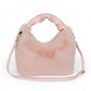 Faux Fur Hobo Shoulder Bag with Soft Texture Top Handle and Removable Crossbody Strap