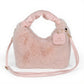 Faux Fur Hobo Shoulder Bag with Soft Texture Top Handle and Removable Crossbody Strap