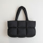 Quilted Puffer Tote Bag with Padded Structure and Soft Top Handles