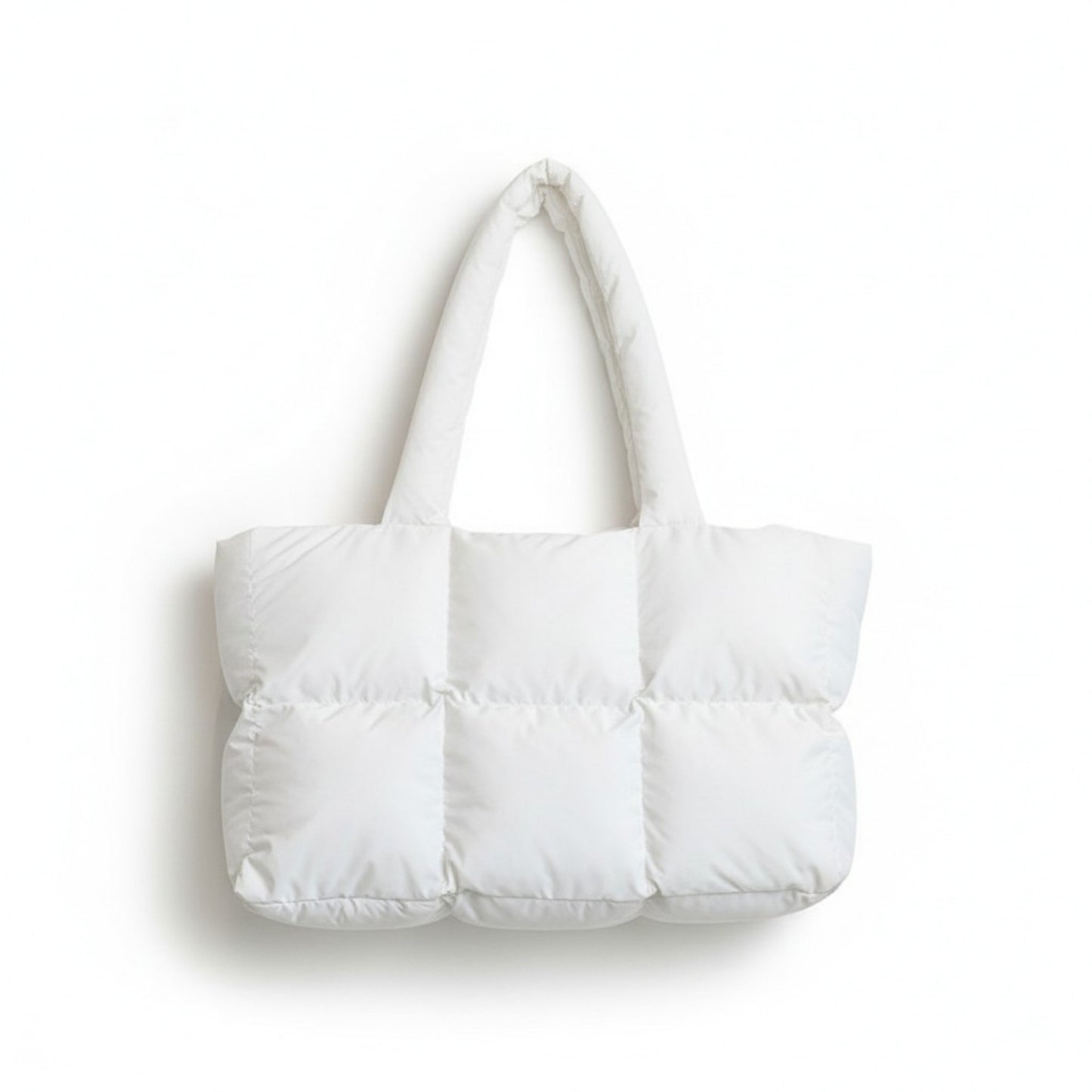 Quilted Puffer Tote Bag with Padded Structure and Soft Top Handles