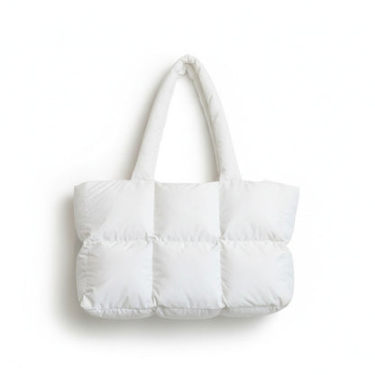 Quilted Puffer Tote Bag with Padded Structure and Soft Top Handles