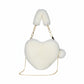 Plush Heart-Shaped Crossbody Handbag with Chain Strap