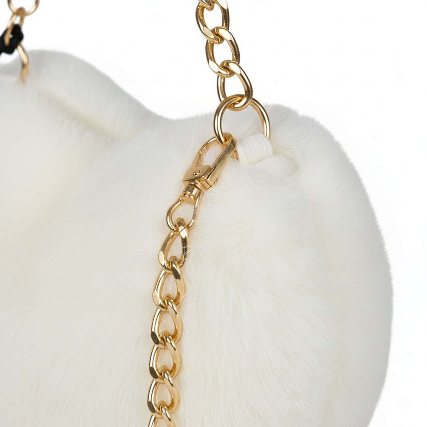 Plush Heart-Shaped Crossbody Handbag with Chain Strap