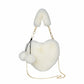 Plush Heart-Shaped Crossbody Handbag with Chain Strap