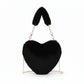 Plush Heart-Shaped Crossbody Handbag with Chain Strap