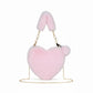 Plush Heart-Shaped Crossbody Handbag with Chain Strap