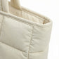 Padded Shoulder Bag with Adjustable Knotted Strap Soft Quilted Texture and Zipper Closure