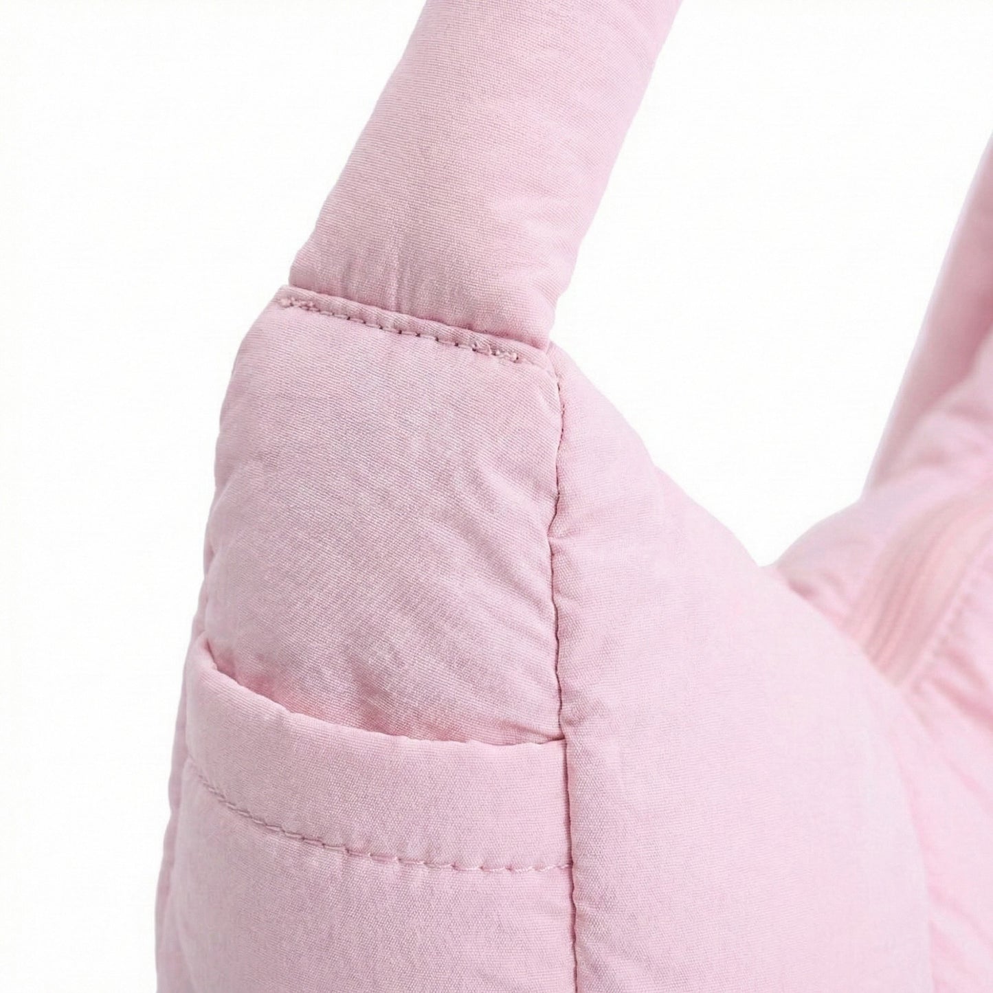 Padded Shoulder Bag with Adjustable Knotted Strap Soft Quilted Texture and Zipper Closure